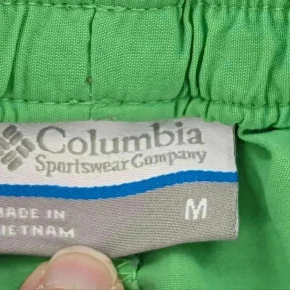 Columbia Shorts Women M Green Blue Chino Pockets Hiking Drawstring 4" Inseam - Picture 3 of 14